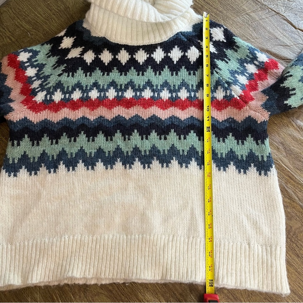 Mia & Tess Multicolor Fair Isle Cowl Neck Sweater Cozy Winter Sweater Size S - Picture 13 of 14